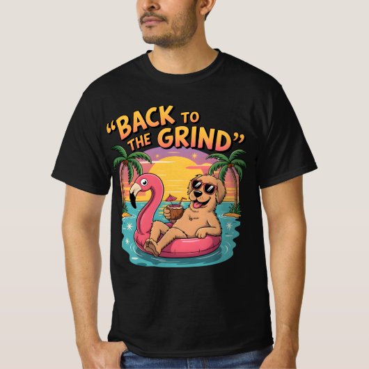 おもしろいバケーションドッグクールゴールデンレトリバービーチシャツ Tシャツ (正面)