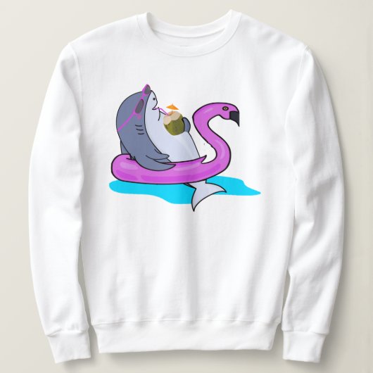 おもしろいバケーションリラックスのサメフード付きスウェットシャツ、シャーク スウェットシャツ (デザイン正面)