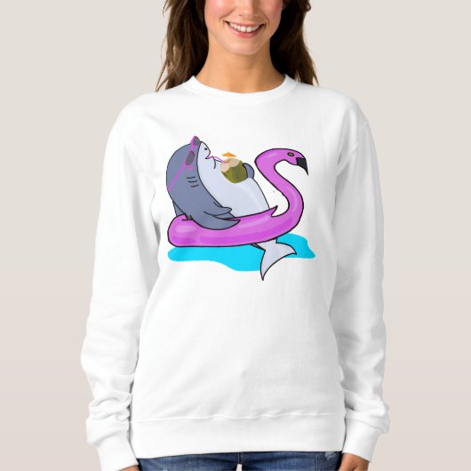 おもしろいバケーションリラックスのサメフード付きスウェットシャツ、シャーク スウェットシャツ (正面)