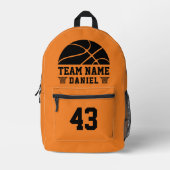 おもしろいバスケットボカスタムール選手の名前番号チーム プリントバックパック (正面)