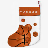 おもしろいバスケットボールオレンジボーイ`s Name Kids スモールクリスマスストッキング (裏面)