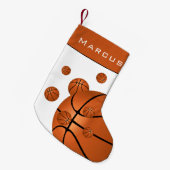 おもしろいバスケットボールオレンジボーイ`s Name Kids スモールクリスマスストッキング (正面 (吊り時))