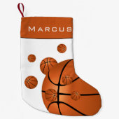 おもしろいバスケットボールオレンジボーイ`s Name Kids スモールクリスマスストッキング (正面)