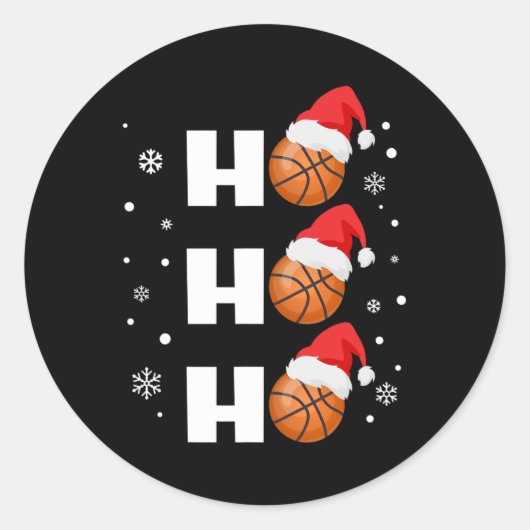 おもしろいバスケットボールプレーヤーHo Ho Ho Sports Fa ラウンドシール (正面)