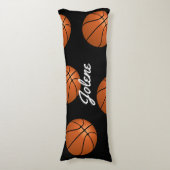 おもしろいバスケットボール任意の名前または文字スポーツのテーマを追加 ボディピロー (正面縦)
