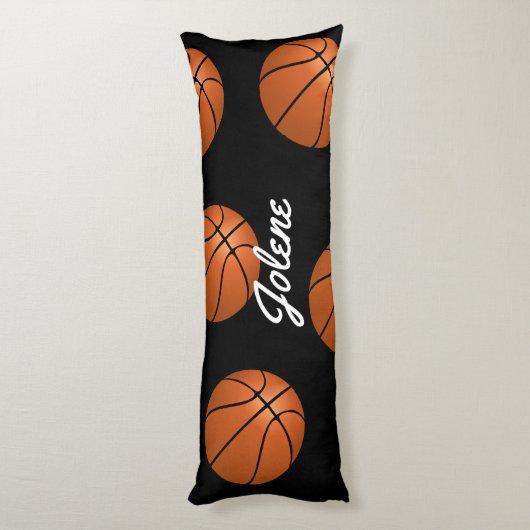 おもしろいバスケットボール任意の名前または文字スポーツのテーマを追加 ボディピロー (裏面 (縦))