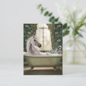 おもしろいバスタブの中の馬 ポストカード (スタンド正面)