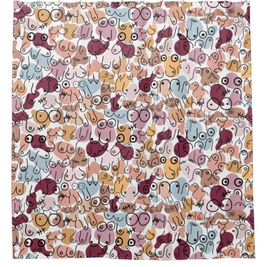 おもしろいバストデザイン シャワーカーテン (正面)