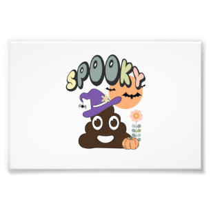 おもしろいバスルームのユーモア かわいいレトロハロウィン スプーキーP フォトプリント