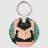 おもしろいバスルームの黒猫 キーホルダー (裏面)