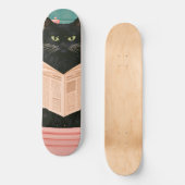 おもしろいバスルームの黒猫 スケートボード (正面)