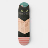 おもしろいバスルームの黒猫 スケートボード (正面)