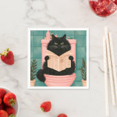おもしろいバスルームの黒猫  スタンダードカクテルナプキン (インサイチュ)