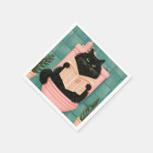 おもしろいバスルームの黒猫  スタンダードカクテルナプキン (角)