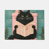 おもしろいバスルームの黒猫  ドアマット (正面)