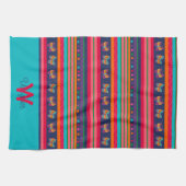 おもしろいバタフストライプロスタイリッシュイニシャル姓 キッチンタオル (横)