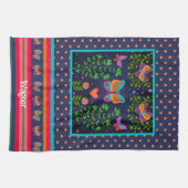 おもしろいバタフライシックフローラスタイリッシュ名前をカスタムする キッチンタオル (横)