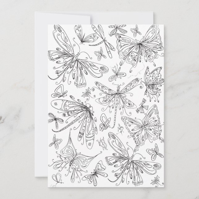 おもしろいバタフライトンボお洒落イ着色カード (正面)