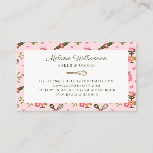 おもしろいバタフライブロッサムガーデンベーカリースプーン 名刺 (裏面)