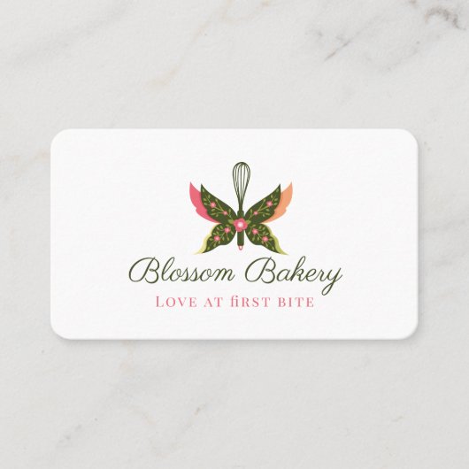 おもしろいバタフライブロッサムフローラガーデンベーカリーウィスク 名刺 (正面)