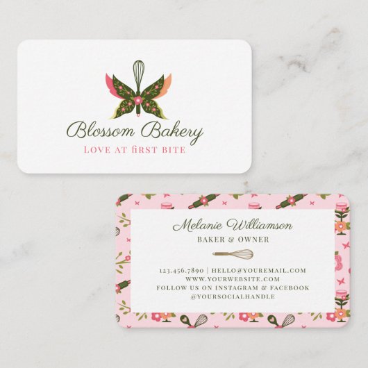 おもしろいバタフライブロッサムフローラガーデンベーカリーウィスク 名刺 (正面/裏面)