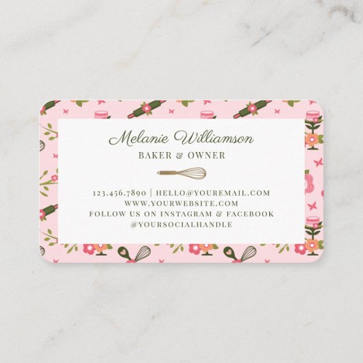 おもしろいバタフライブロッサムフローラガーデンベーカリーウィスク 名刺 (裏面)