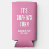 おもしろいバチェロレッテピンクと白結婚色 スリム缶クーラー (裏面)