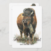 おもしろいバッファローバイソンワイルドライフアニマルパークお祝い 招待状 (正面/裏面)