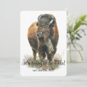 おもしろいバッファローバイソンワイルドライフアニマルパークお祝い 招待状 (スタンド正面)