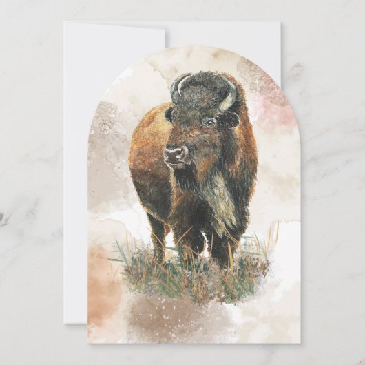 おもしろいバッファローバイソンワイルドライフアニマルパーク誕生日 招待状 (正面)
