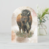 おもしろいバッファローバイソンワイルドライフアニマルパーク誕生日 招待状 (スタンド正面)