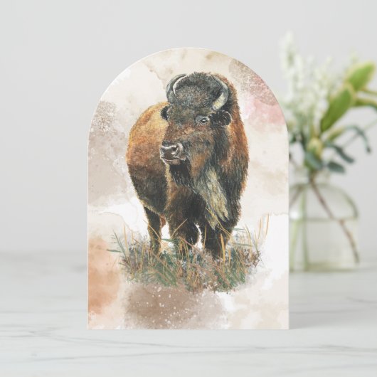 おもしろいバッファローバイソンワイルドライフアニマルパーク誕生日 招待状 (スタンド正面)