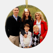 おもしろいバッファロープレイドランバージャックベアークリスマスフォト セラミックオーナメント (正面)