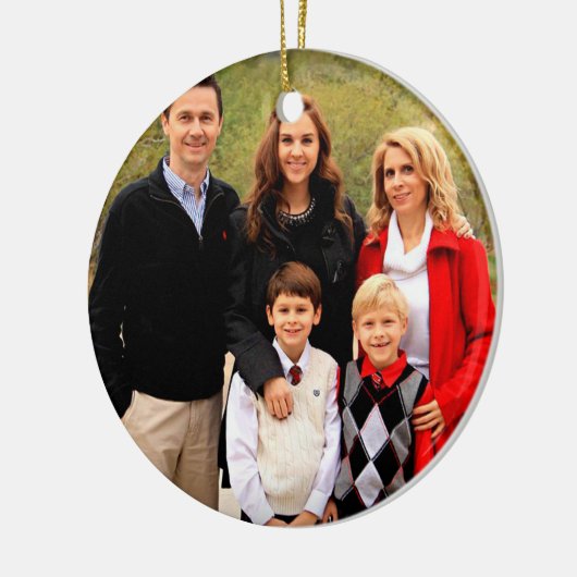 おもしろいバッファロープレイドランバージャックベアークリスマスフォト セラミックオーナメント (左)