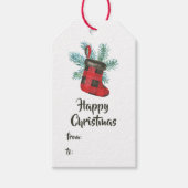 おもしろいバッファロープレイドランバージャックベアークリスマス ギフトタグ (正面)