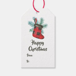 おもしろいバッファロープレイドランバージャックベアークリスマス ギフトタグ