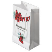 おもしろいバッファロープレイドランバージャックベアークリスマス スモールペーパーバッグ (正面アングル)