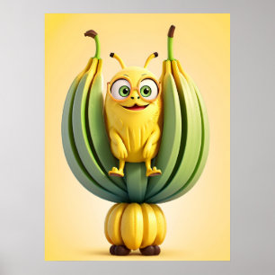 おもしろいバナナキャラクター ポスター