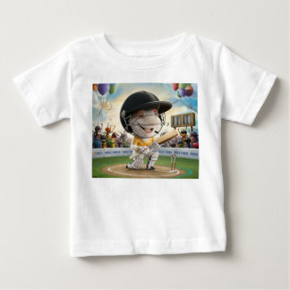 おもしろいバニー・クリケット・バットマン ベビーTシャツ