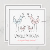 おもしろいバモダンーズツインベビーガールシャワー招待状 招待状 (正面/裏面)