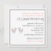 おもしろいバモダンーズツインベビーガールシャワー招待状 招待状 (裏面)