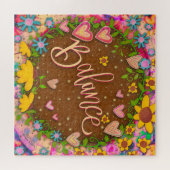 おもしろいバランスハート花可愛いインスピレーション ジグソーパズル (横)