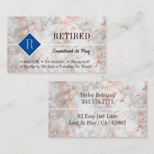 おもしろいバラ退職した金ゴールド大理石、DIYプロフェッショナルギャグ 名刺 (正面/裏面)