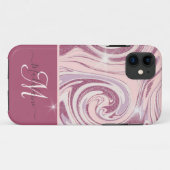 おもしろいバラ金ゴールドグリッターモノグラムiPhoneケース Case-Mate iPhoneケース (裏面(横))