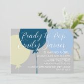 おもしろいバルーンブルーボーイベビーシャワー 招待状 (スタンド正面)