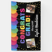 おもしろいバルーン金ゴールド紙吹雪の卒業写真 横断幕 (縦)