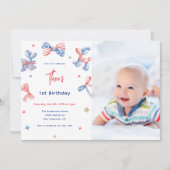 おもしろいバルーン1日7月パーティー4日 招待状 (正面)