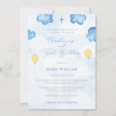 おもしろいバルーン《キリスト教》洗礼式や命名式最初の誕生日パーティー 招待状 (正面)