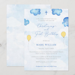 おもしろいバルーン《キリスト教》洗礼式や命名式最初の誕生日パーティー 招待状