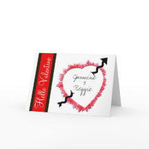 おもしろいバレンタインのテクスチャハートのアウトライン（矢印）